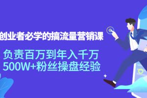 创业者必学的搞流量营销课：负责百万到年入千万，500W+粉丝操盘经验