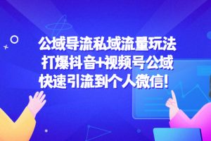 公域导流私域流量玩法：打爆抖音+视频号公域，快速引流到个人微信！