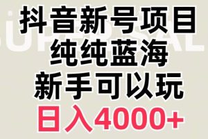 抖音蓝海赛道，必须是新账号，日入4000+【揭秘】