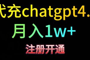 代充chatgpt4，日入500+，精准引流，暴力变现【揭秘】