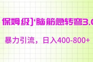 保姆级脑筋急转弯3.0，暴力引流，日入400-800+【揭秘】