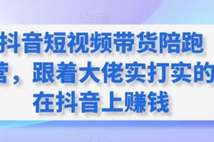 抖音短视频带货陪跑营，跟着大佬实打实的在抖音上赚钱