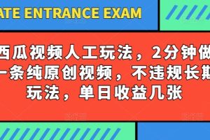 西瓜视频写字玩法，2分钟做一条纯原创视频，不违规长期玩法，单日收益几张