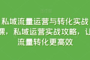 私域流量运营与转化实战课，私域运营实战攻略，让流量转化更高效