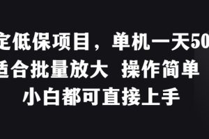 稳定低保项目，单机一天50+适合批量放大 操作简单 小白都可直接上手【揭秘】