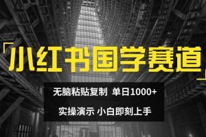 小红书国学赛道，无脑粘贴复制，单日1K，实操演示，小白即刻上手【揭秘】