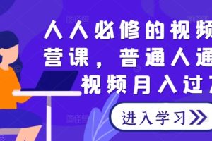 人人必修的视频号运营课，普通人通过短视频月入过万