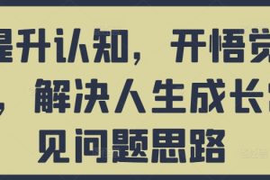 提升认知，开悟觉醒，解决人生成长常见问题思路