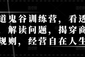 天道鬼谷训练营，看透规律，解读问题，揭穿商业规则，经营自在人生